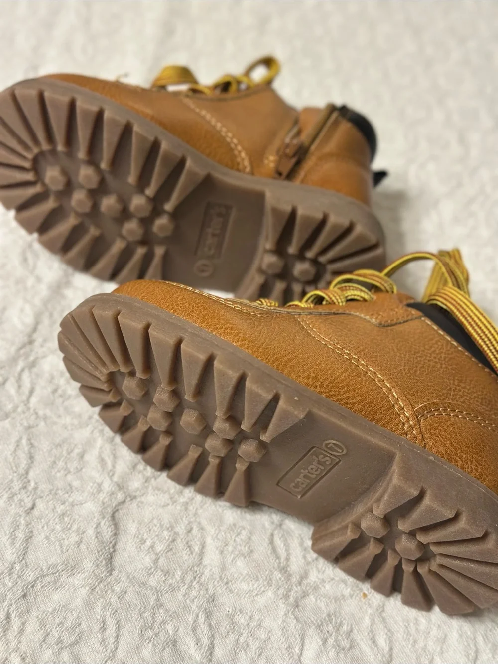 Carter's Brown Tan Kids Lace-Up Ankle Boots - Size 7